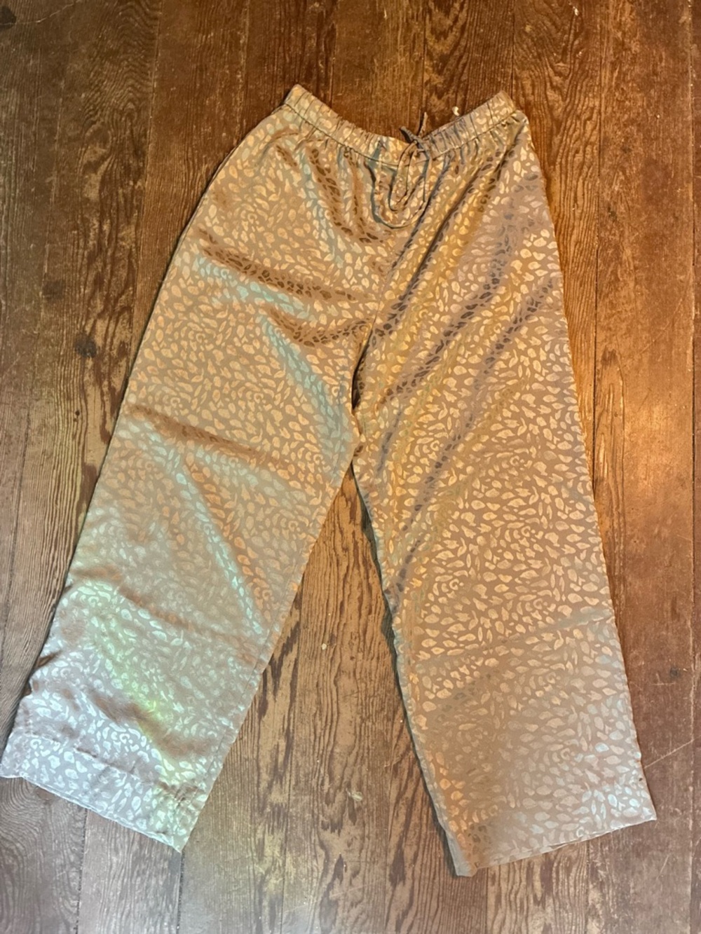 Banana Republic satin Animal Print Wide Leg Pants - Beige Taupe